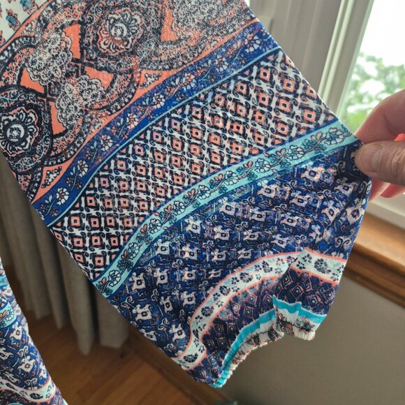 Blue Paisley Sheer Boho Chic Top - Picture 4 of 5